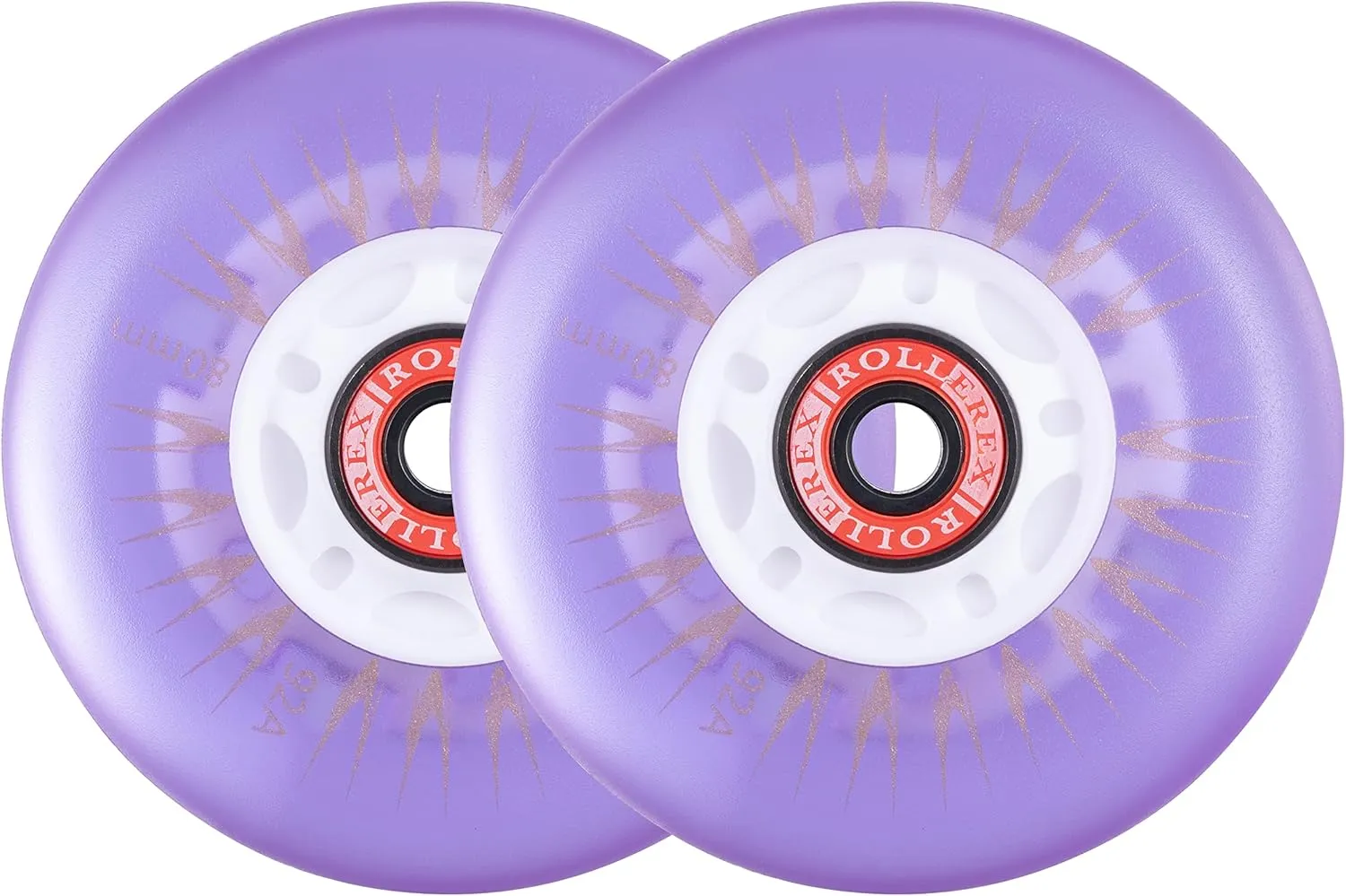 Rollerex 2-Pack, Glowrider 92A LED Light Up Wheels w/Bearings - Glow in The Dark! (for Any Product Using Inline Skate Wheels) (Multiple Size and Color Options Available)