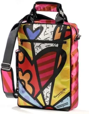 Romero Britto Satin Laptop Sleeve Bag 18.5 inches, Compatible with MacBook Air/Pro13-13.3 Inch, Large Protective Laptop and Tablet Notebook Case with Accessories Pocket - Colorful New Day Heart Design