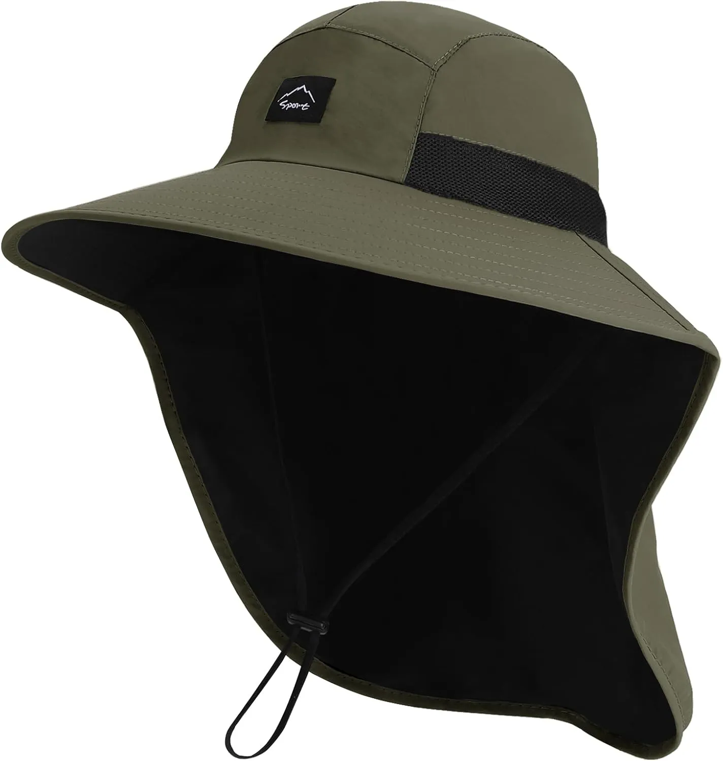 Rosoz Outdoor Sun Hat for Men Women, UPF50  Protection Safari Cap Wide Brim Mesh Fishing Hat with Neck Flap Beach Garden