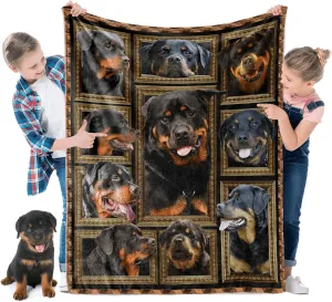 Rottweiler Blanket for Kids Soft Throw Blanket for Couch Bed Sofa Living Room, Cozy Fleece Blankets and Throws Warm Flannel Travel Blanket for Boys Girls, Rottweiler Gifts for Baby Toddler, 40" x 50"
