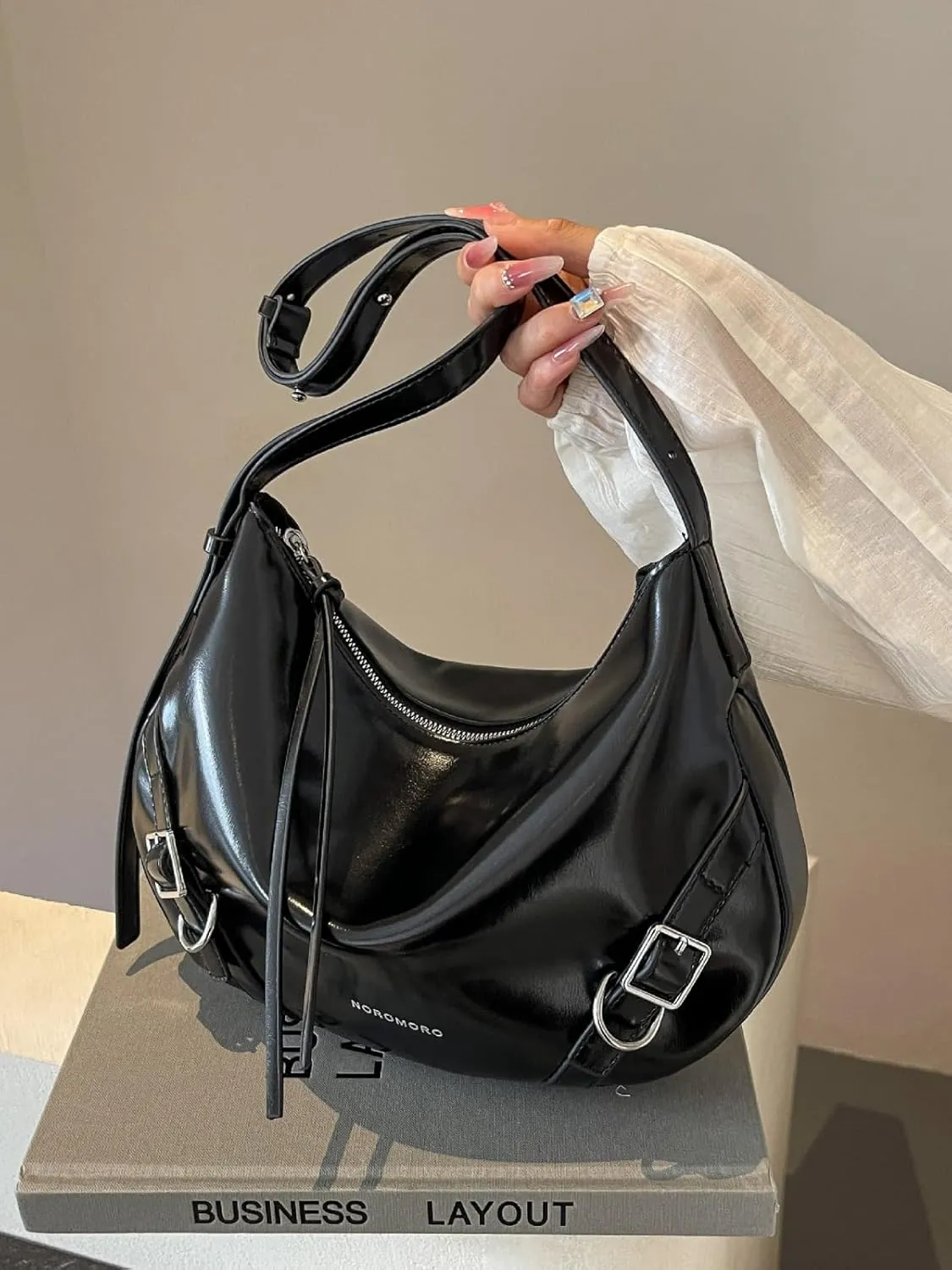 RTGGSEL Women's Contrast Color Plaid Striped Saddle Crossbody Shoulder Underarm Satchel Handbag Tote Clutch Purse Hobo Bag