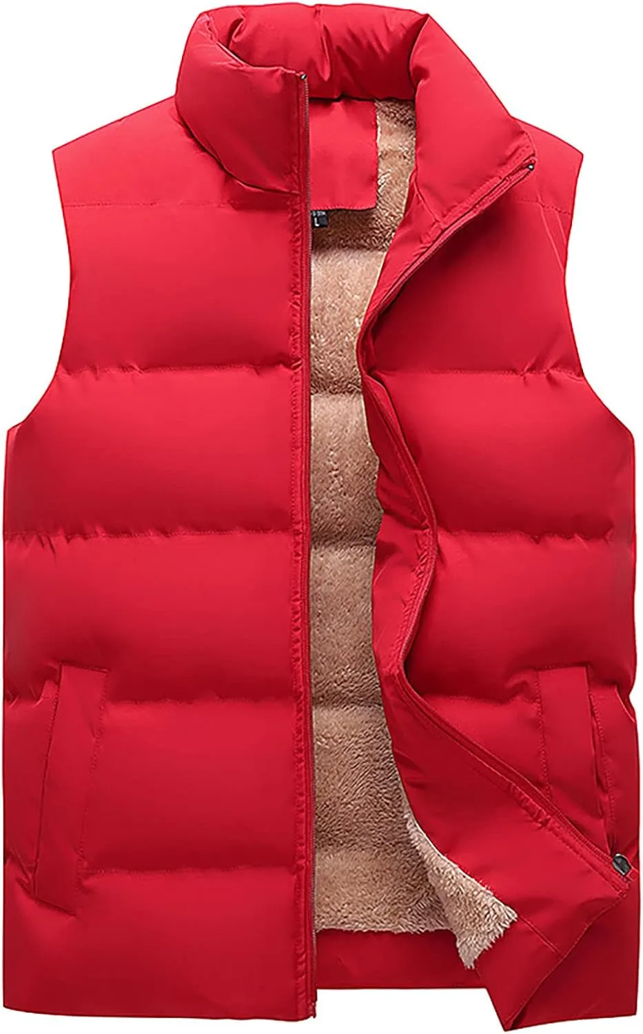 RTRDE Men's Puffer Vest Lightweight Golf Vest Warm Outdoor Fleece Lined Sleeveless Jacket For Hiking Travel Casual, M-6XL
