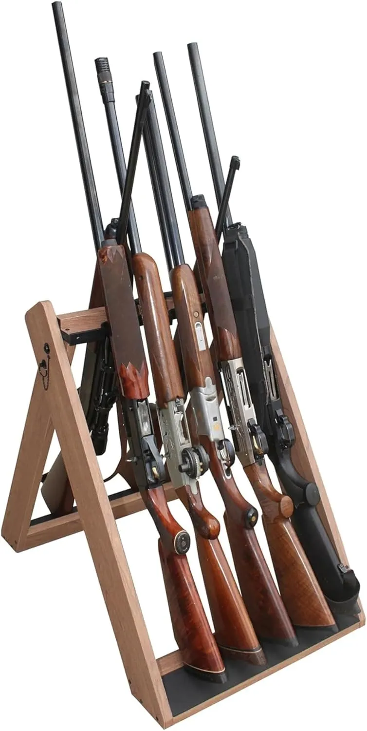 Rush Creek Creations Outdoor Portable Deer Camp Gun Rack for Rifles or Shotguns, Freestanding Indoor and Outdoor Gun Storage for up to 10 Firearms