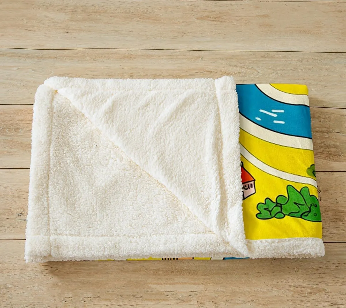 Rustic Countryside Bed Blanket,Suburb House Tree River Hand Graffiti Flannel Blanket for Room Decor,Yellow Nature Roadway Landscape Fleece Blanket for Kids Sofa Dorm Decor,Throw 50"x60"
