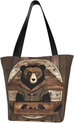 Rustic Lodge Bear Women's fashion shoulder bag, shopping handbag, suitable for weekend travel shopping shoulder bag messenger bag