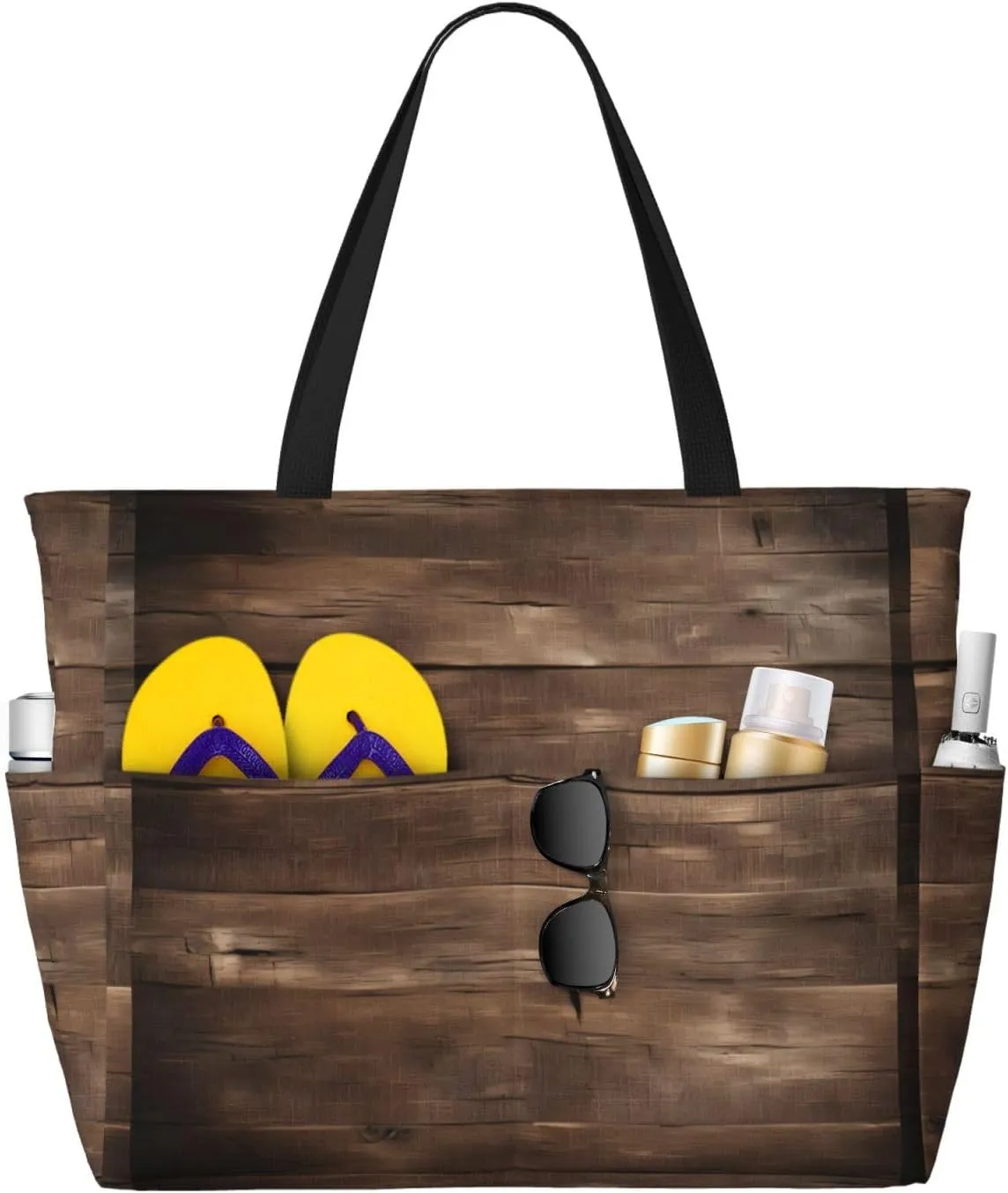 Rustic Old Barn Wood Print Tote Bag Travel Companion For Beach Vacation Picnic & Daily Sporting Activities