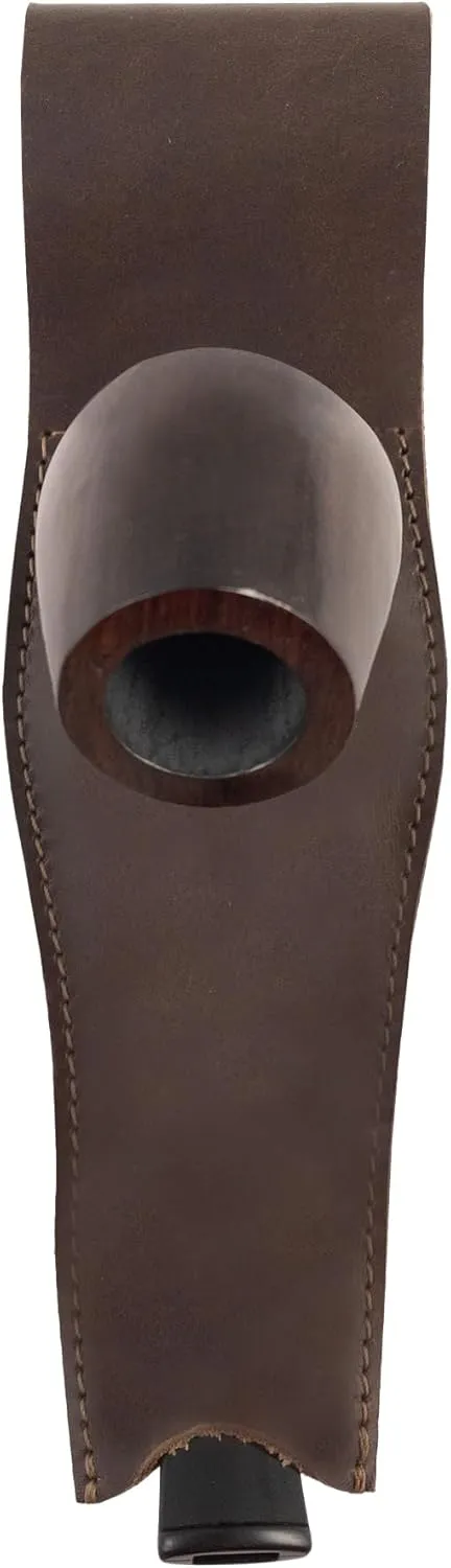 Rustic Pipe Holder with Belt Loop, Waist Case, Travel Accessory, Full Grain Leather, Handmade, Bourbon Brown