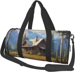 Rustic Rhapsody Printed Travel Bag,Round Personal Item Storage bag,Foldie Duffel Bag for Traveling Vacation,Fitness,Sports