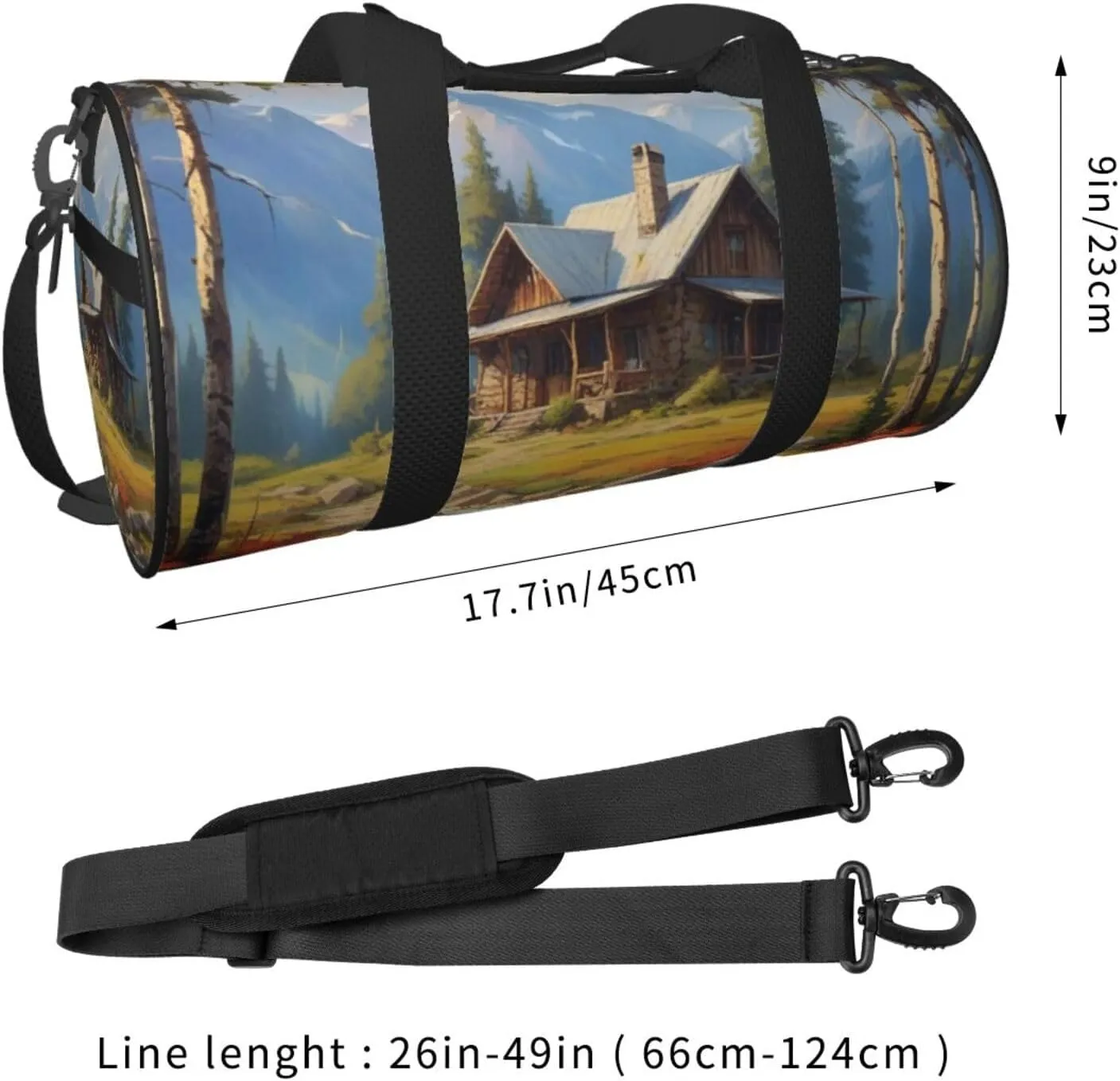 Rustic Rhapsody Printed Travel Bag,Round Personal Item Storage bag,Foldie Duffel Bag for Traveling Vacation,Fitness,Sports