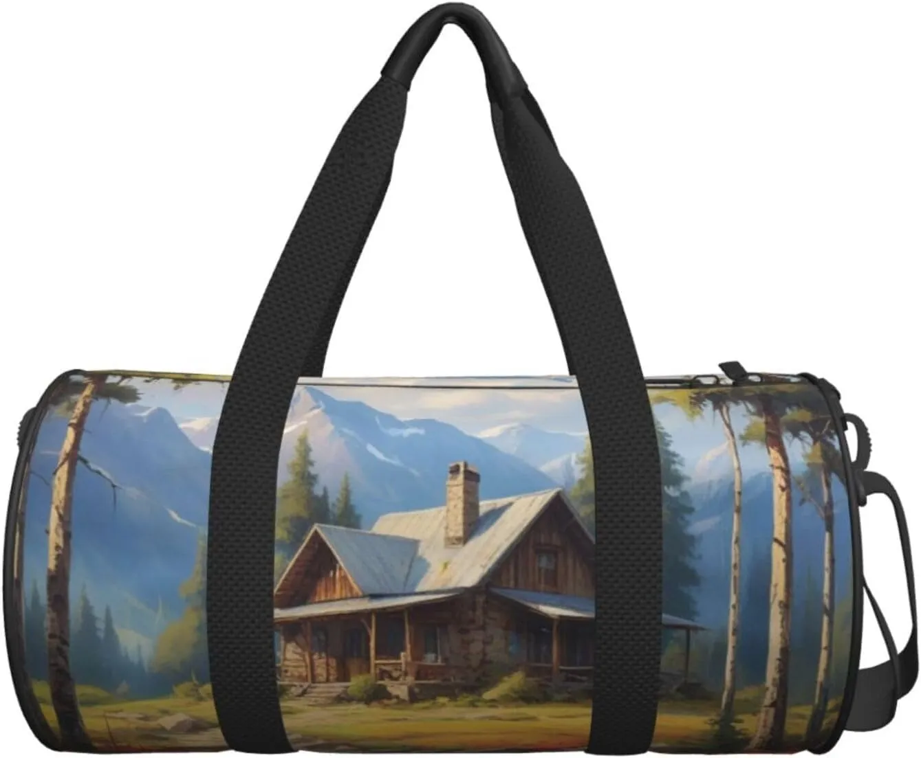 Rustic Rhapsody Printed Travel Bag,Round Personal Item Storage bag,Foldie Duffel Bag for Traveling Vacation,Fitness,Sports