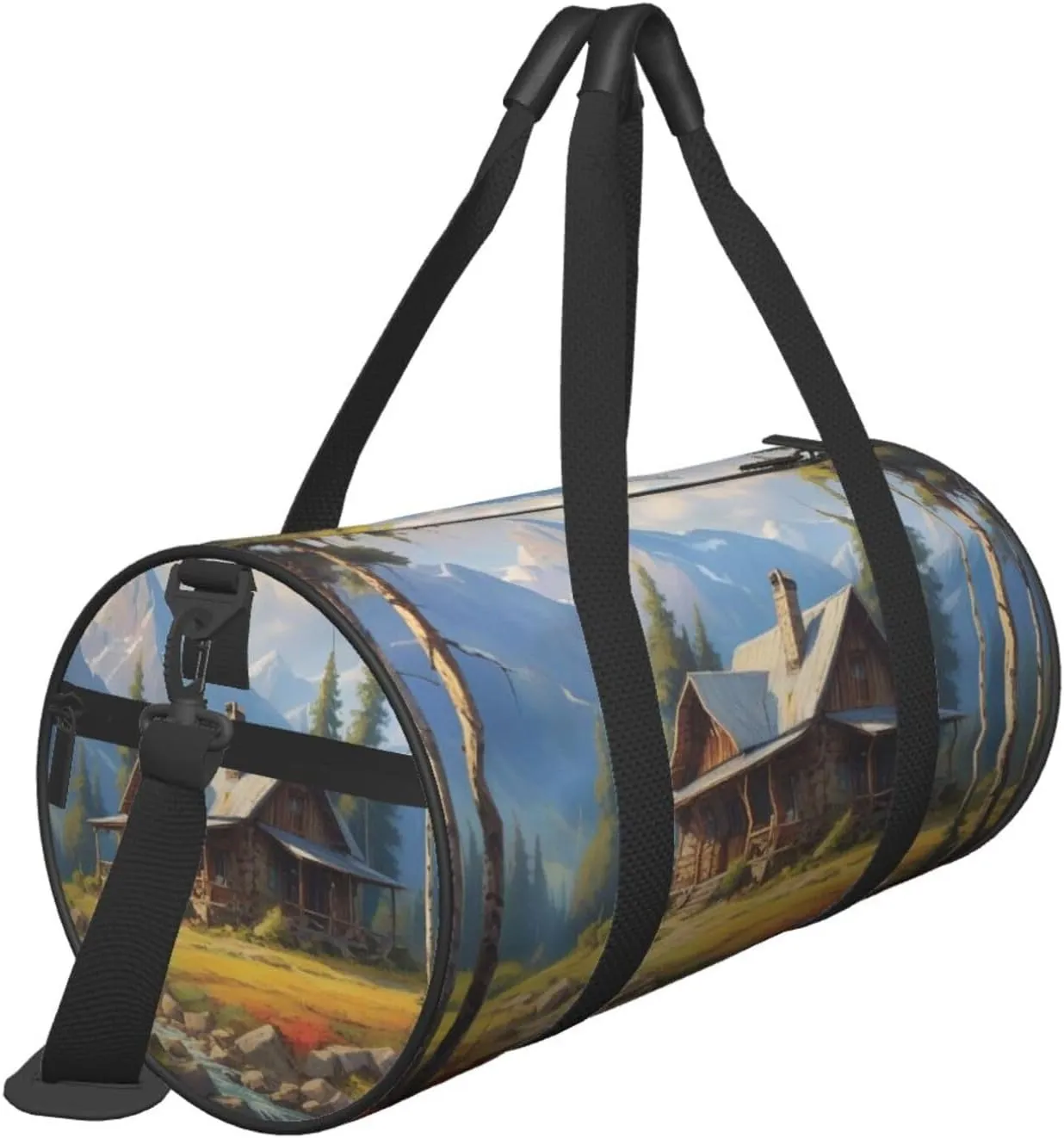 Rustic Rhapsody Printed Travel Bag,Round Personal Item Storage bag,Foldie Duffel Bag for Traveling Vacation,Fitness,Sports
