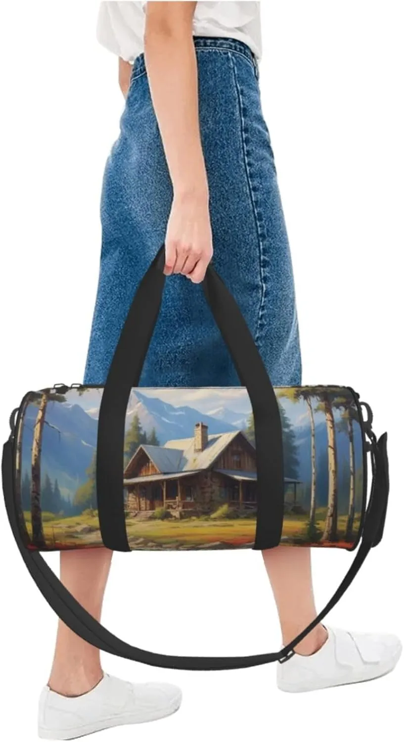 Rustic Rhapsody Printed Travel Bag,Round Personal Item Storage bag,Foldie Duffel Bag for Traveling Vacation,Fitness,Sports