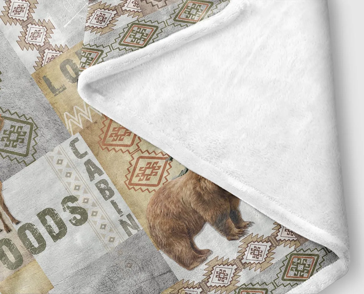 Rustic Throw Blankets GIFS,Bear Deer elk Moose Green Forest Woodland Fleece Blanket, Adventure Life Cabin Farmhouse Decorative Tree Soft Cozy Travel Throws, Lightweight and Warm Blankets