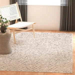 SAFAVIEH Adirondack Collection Accent Rug - 3' x 5', Ivory & Charcoal, Chevron Design, Non-Shedding & Easy Care, Ideal for High Traffic Areas in Entryway, Living Room, Bedroom (ADR104N)