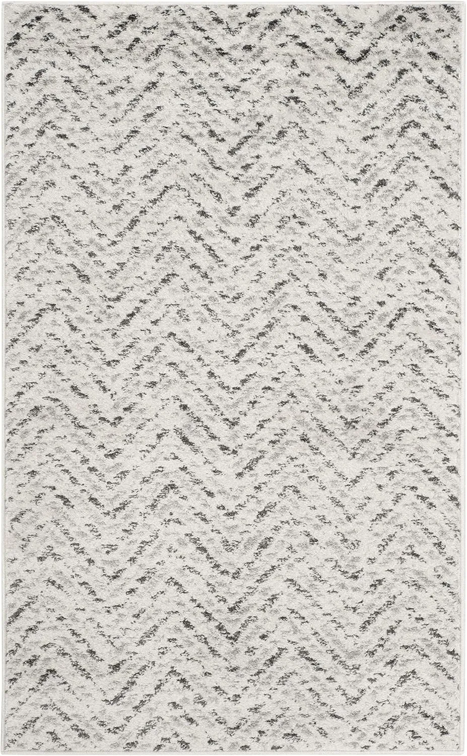 SAFAVIEH Adirondack Collection Accent Rug - 3' x 5', Ivory & Charcoal, Chevron Design, Non-Shedding & Easy Care, Ideal for High Traffic Areas in Entryway, Living Room, Bedroom (ADR104N)
