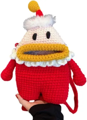 Santa Claus Big Mouth Woolen Crossbody Bag Pure Handmade Woven Bag Parent Child Bag Christmas New Year Gift