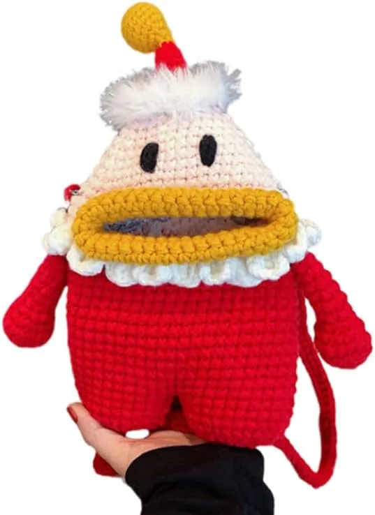 Santa Claus Big Mouth Woolen Crossbody Bag Pure Handmade Woven Bag Parent Child Bag Christmas New Year Gift