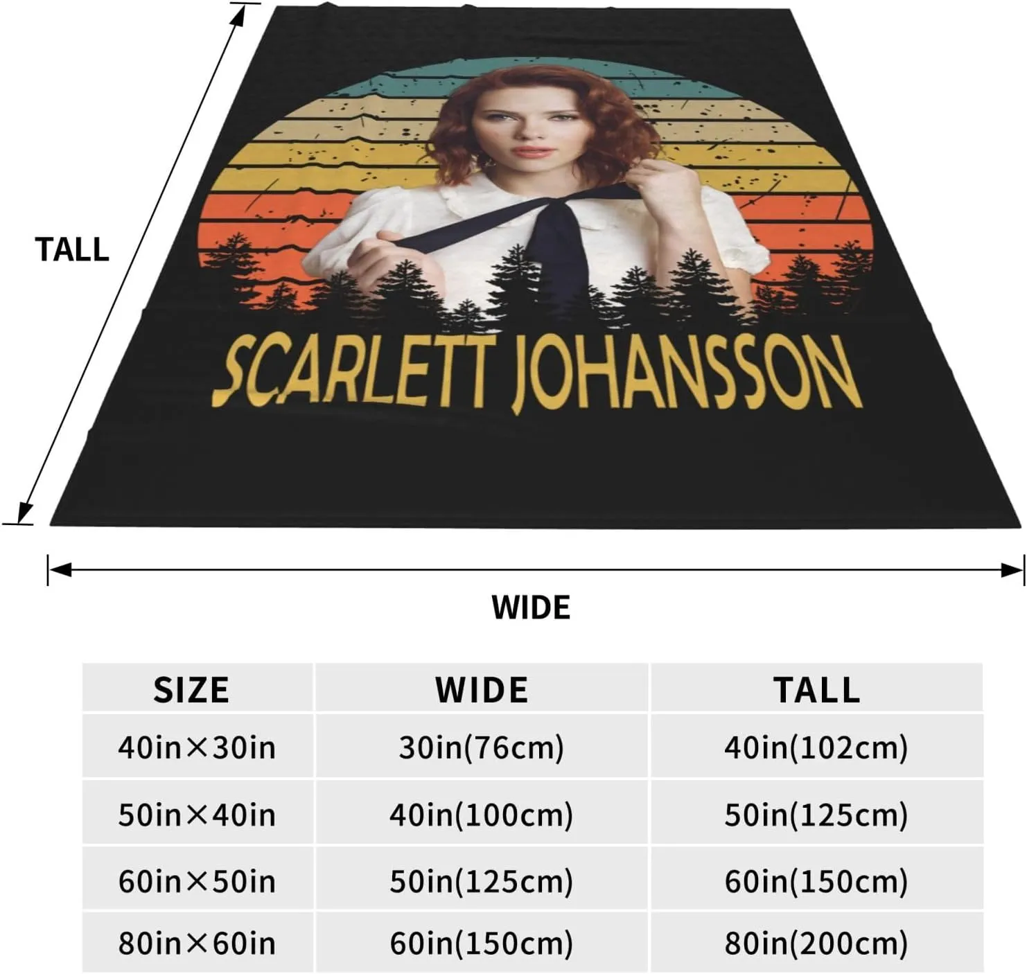 Scarlett Johansson Blanket Flannel Fleece Printed Throw Blankets Ultra Soft Micro Warm Blanket for All Season Bedding Chair Sofa Couch Bed 50"x40"