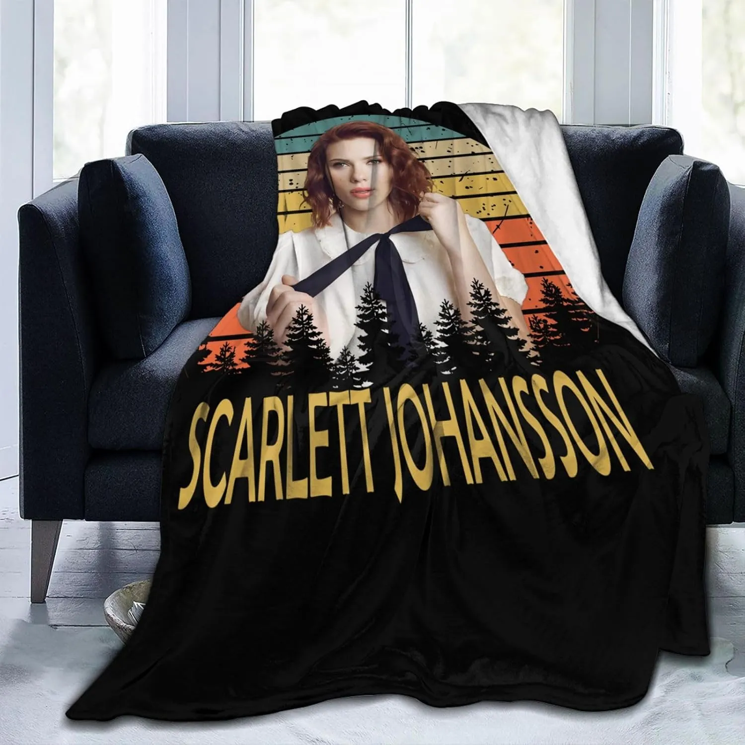 Scarlett Johansson Blanket Flannel Fleece Printed Throw Blankets Ultra Soft Micro Warm Blanket for All Season Bedding Chair Sofa Couch Bed 50"x40"