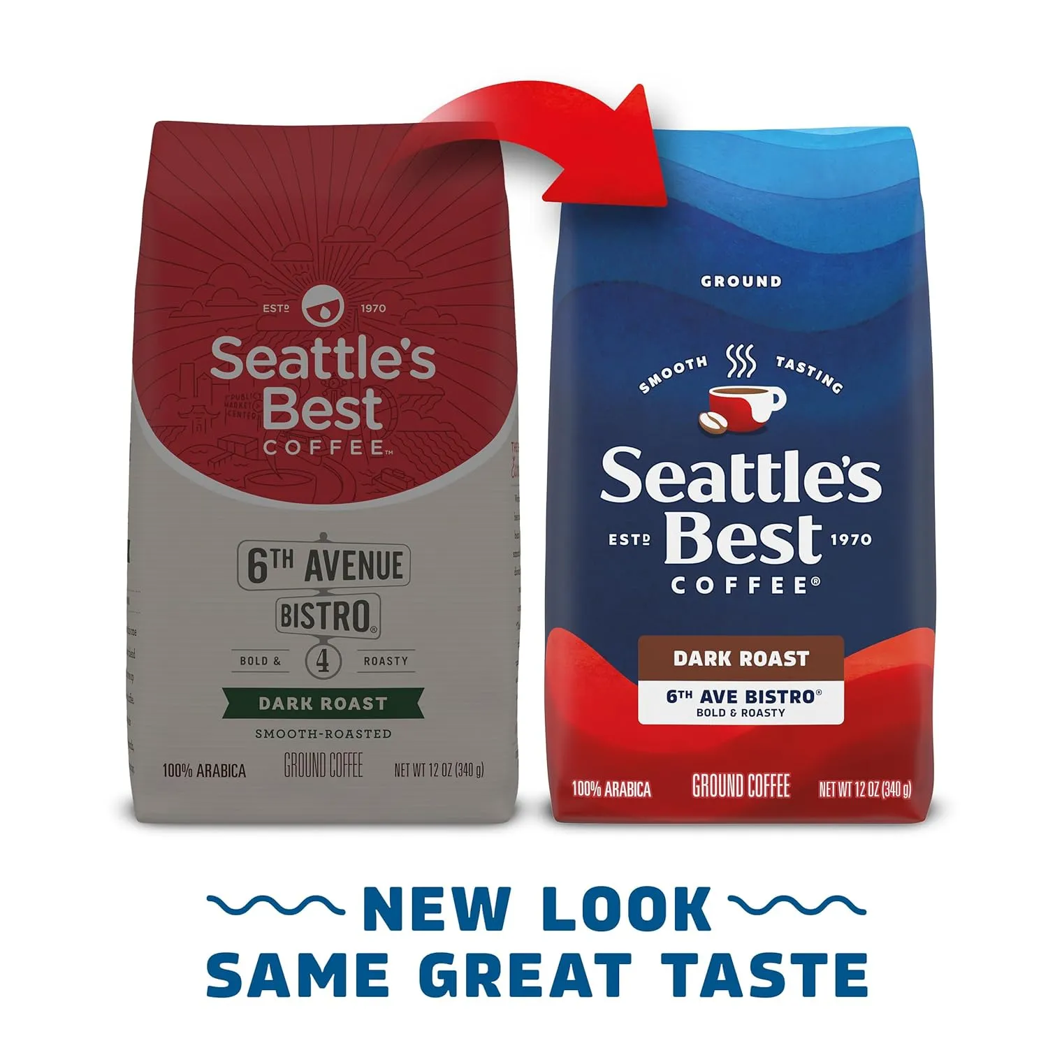 Seattle’s Best Coffee, Dark Roast Ground Coffee, 6th Ave Bistro, 100% Arabica, 6 Bags (12 oz Each)