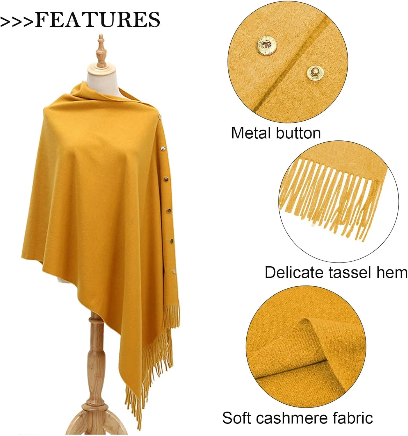 SEAUR Women's Soft Cashmere Ponchos Scarf Lightweight Pashmina Winter Warm Sweater Wraps Shawl