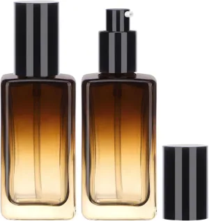 Segbeauty 2 Pack 100 ml Empty Refillable Glass Bottles,3.38oz Leakproof Pump Bottles Lotion Dispenser Bottle Travel Size Gradient Brown Lotion Container for Essential Oil Blends Cream