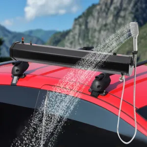 Self Pressurized Water Tank Camping Shower,Portable 30L/7.93Gal Roof Rack Mount Road Truck Shower with Showers Head Storage Bag for Off Road Vehicles RV SUV