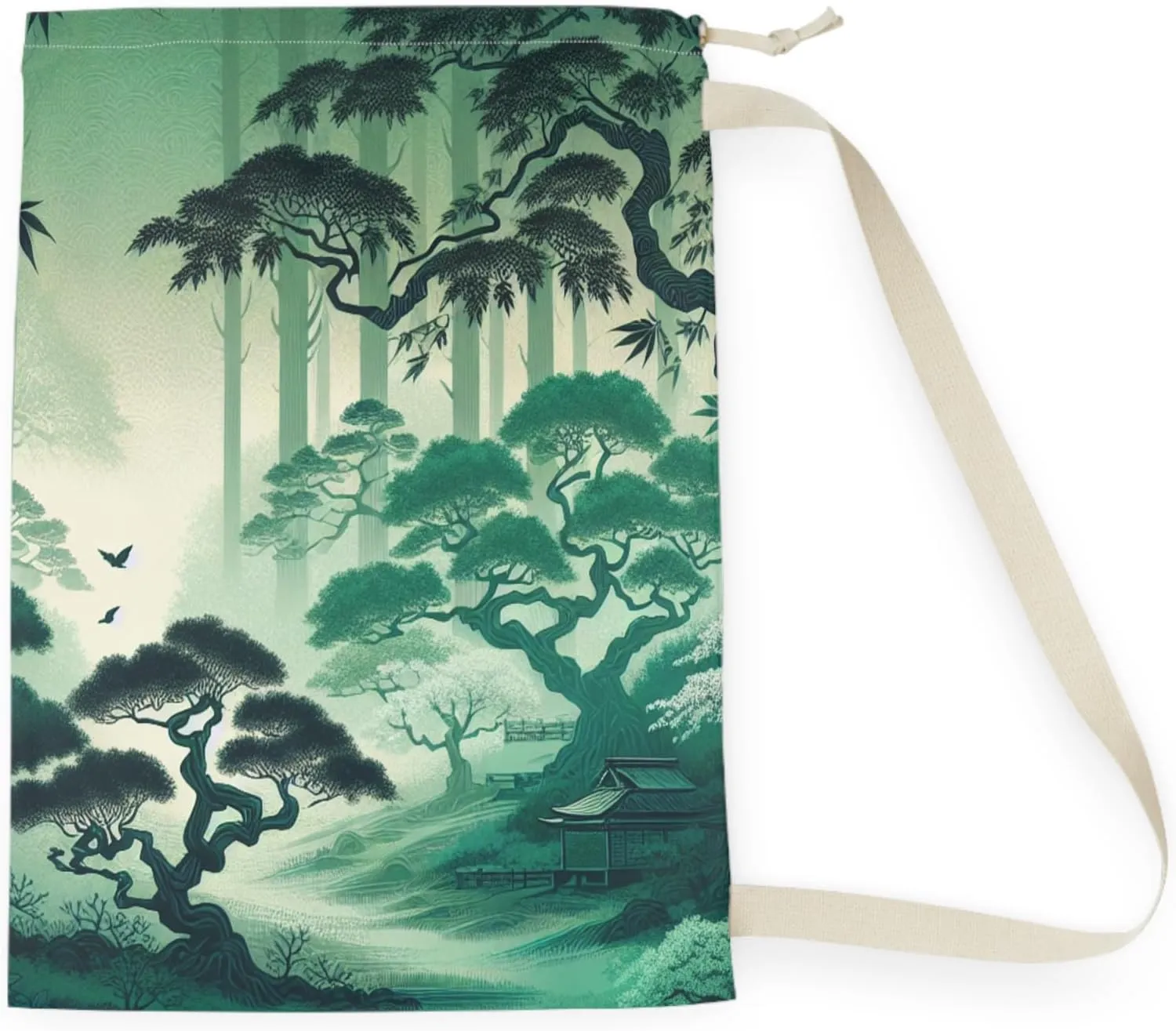 Serene Nature Laundry Bag | Eco-Friendly Storage | Travel Organizer | Camping Gear | Nature Lover Essentials