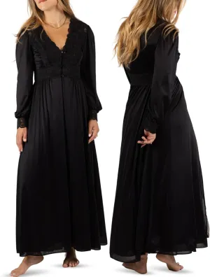 Shadowline Women’s Long Lace Bodice Button Down Robe - 54” Length Robe