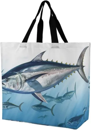 Shoulder Bag Casual Work Bag for Women Bluefin Tuna Thunnus Large Capacity Bags for Shopping,Travel Beach Gym