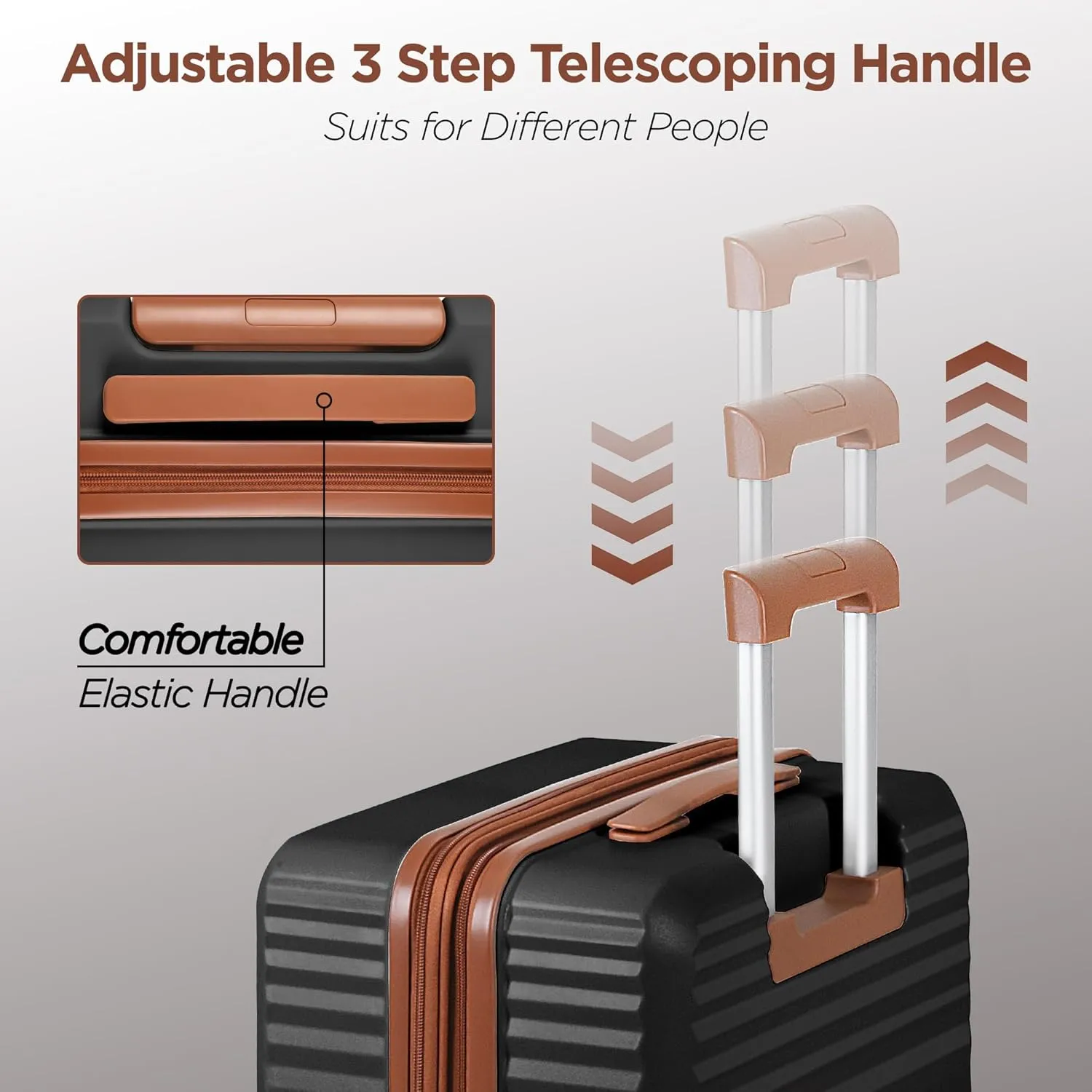 SHOWKOO Luggage Sets 3 Piece Hardside Expandable Suitcase with Double Spinner Wheels Tsa Lock Black (20in/24in/28in)