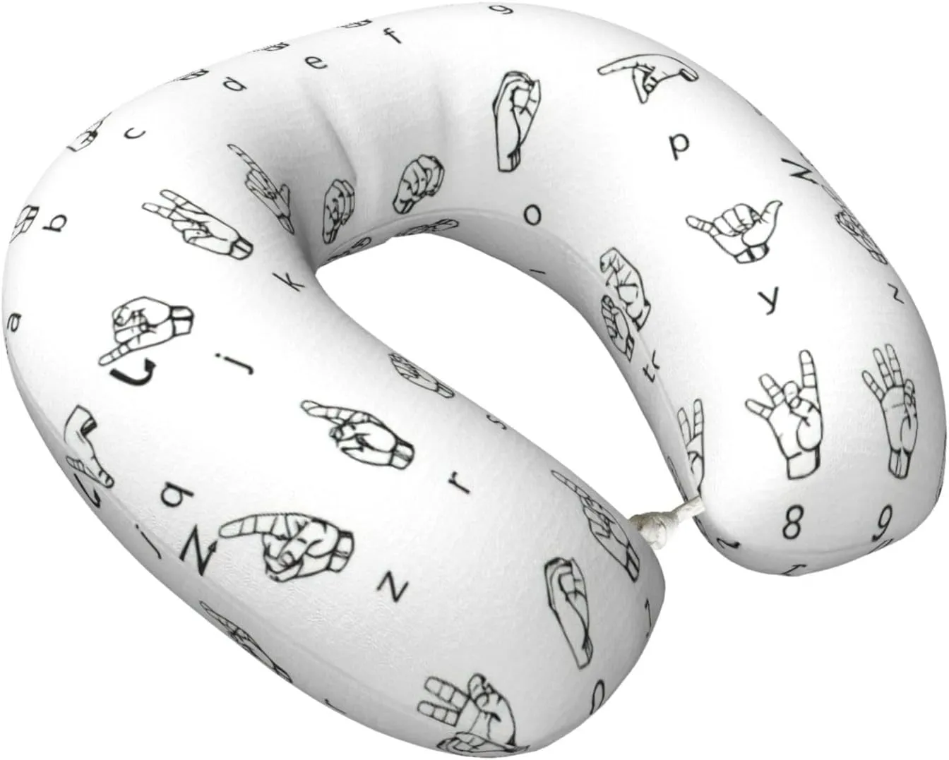 Sign Language Alphabet. Print Memory Foam Travel Pillow,Travel Neck Pillow for Car, Train,Napping,Washable Cover