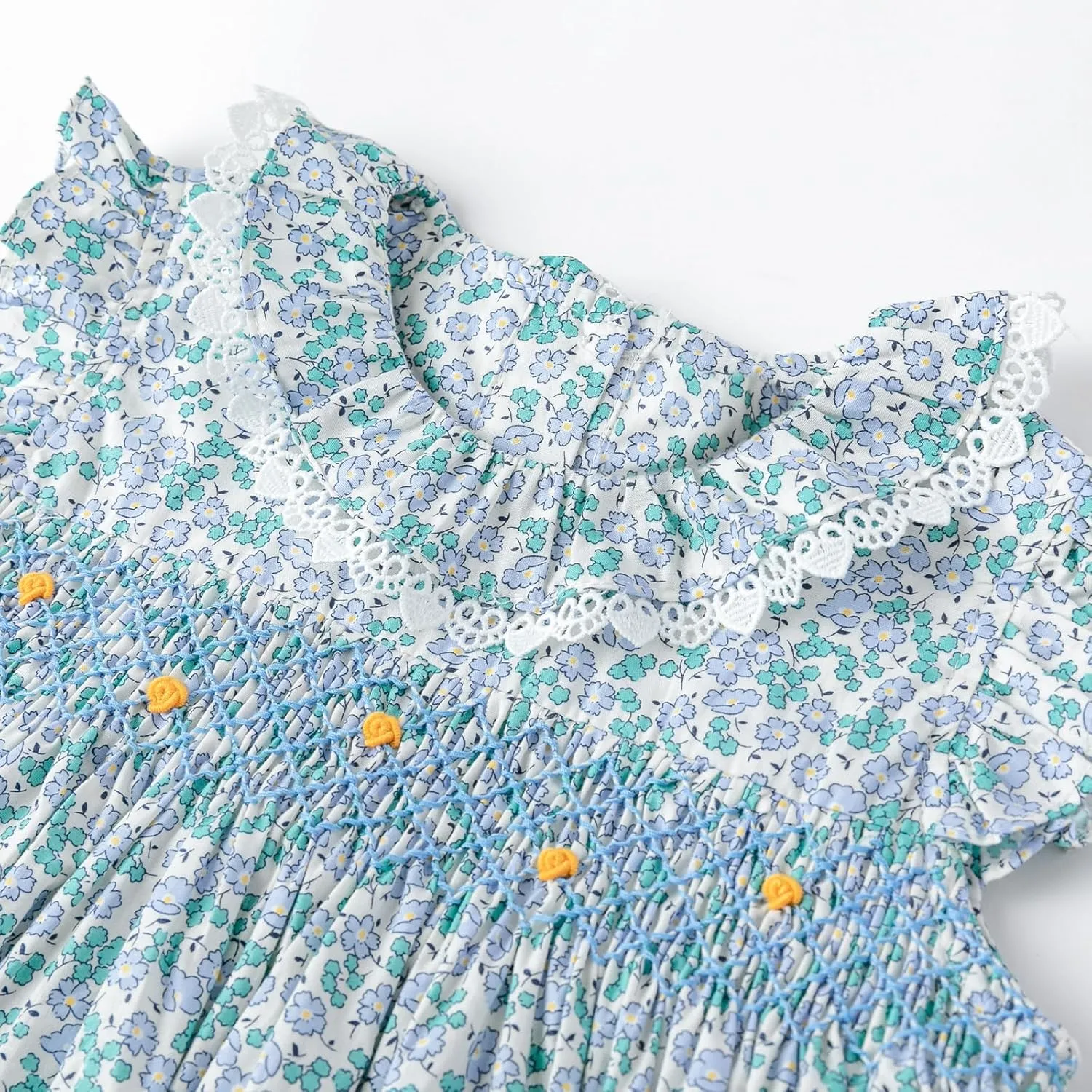 Simplee kids Baby Girls Casual Dress Toddler Smocking Dress Floral Print Sundress for Spring Summer 1-6 Years