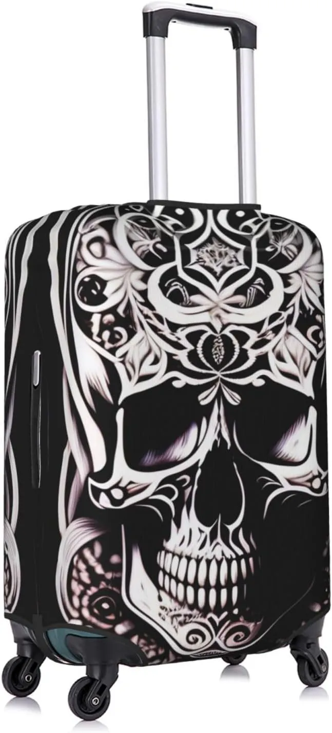 Skull with decorations Suitcase Cover X-Large with Invisible Zipper, for Business and Travel, Without Suitcase