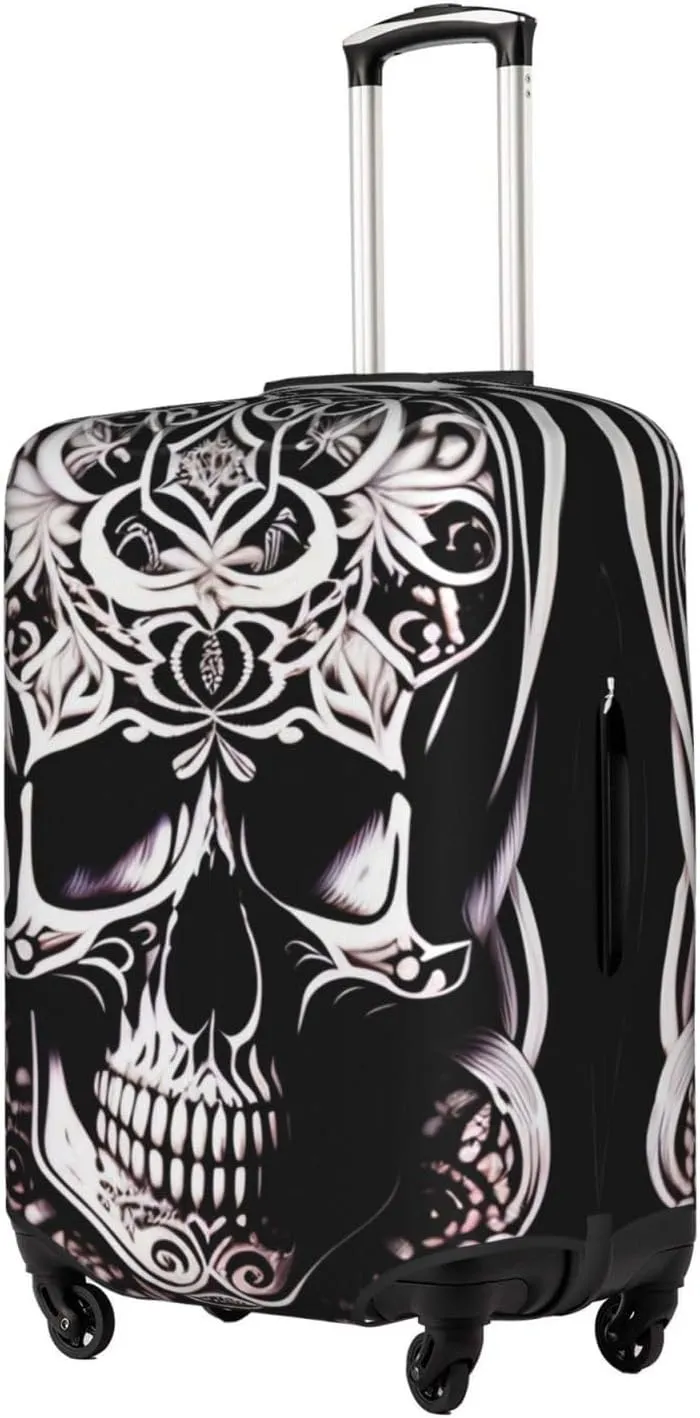 Skull with decorations Suitcase Cover X-Large with Invisible Zipper, for Business and Travel, Without Suitcase