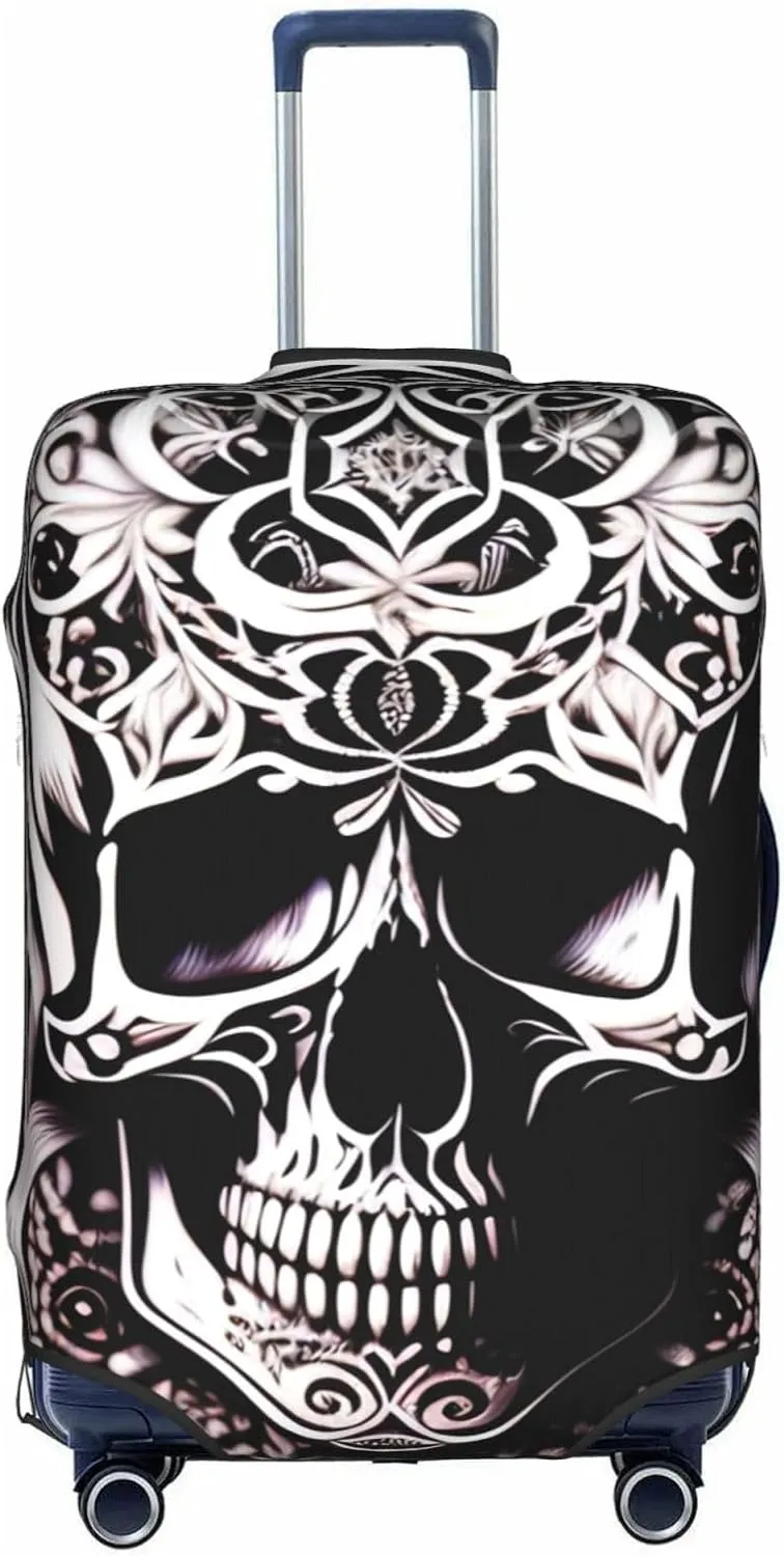 Skull with decorations Suitcase Cover X-Large with Invisible Zipper, for Business and Travel, Without Suitcase