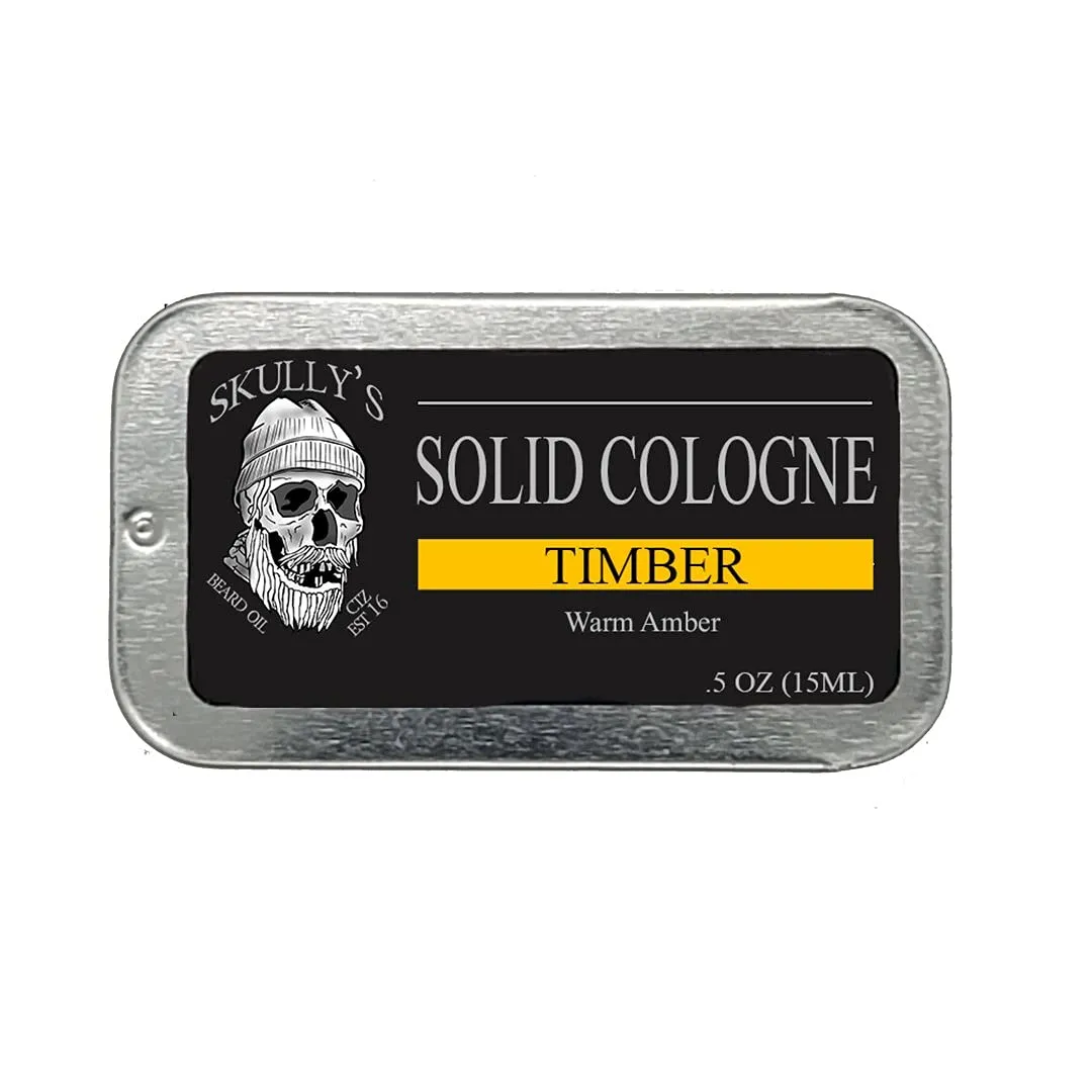 Skullys Beard Oil - Solid Cologne Balm, Warm Amber (Timber Warm Amber Fragrance) (0.5 oz) Concentrated Mens Cologne, Mens Cologne…