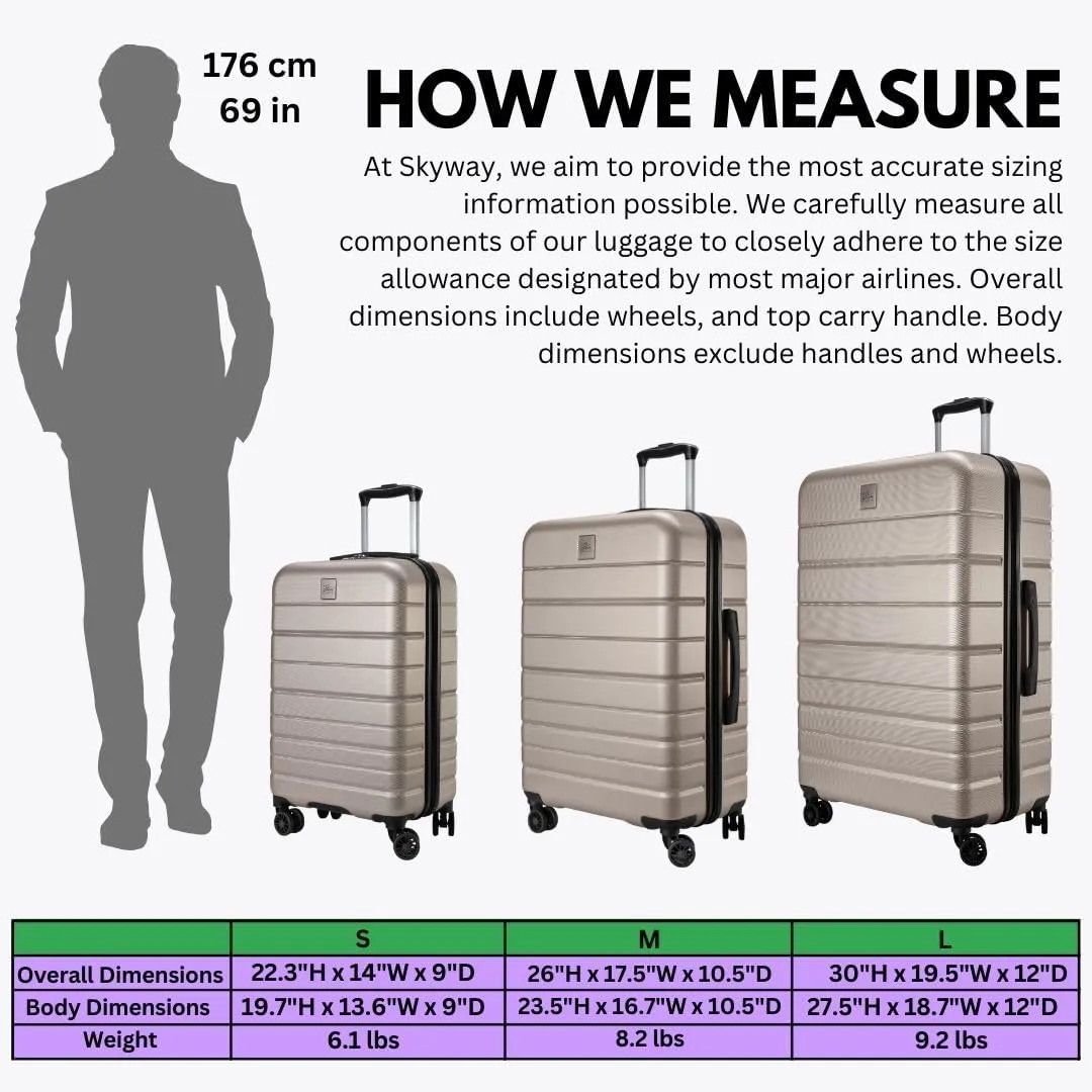 Skyway Epic 2.0 Hardside Lightweight and Durable ABS Shell Luggage, Spacious with Dual Spinning Wheels, Comfort Grip, Men and Women, Carry-on, 20-inch, Bone