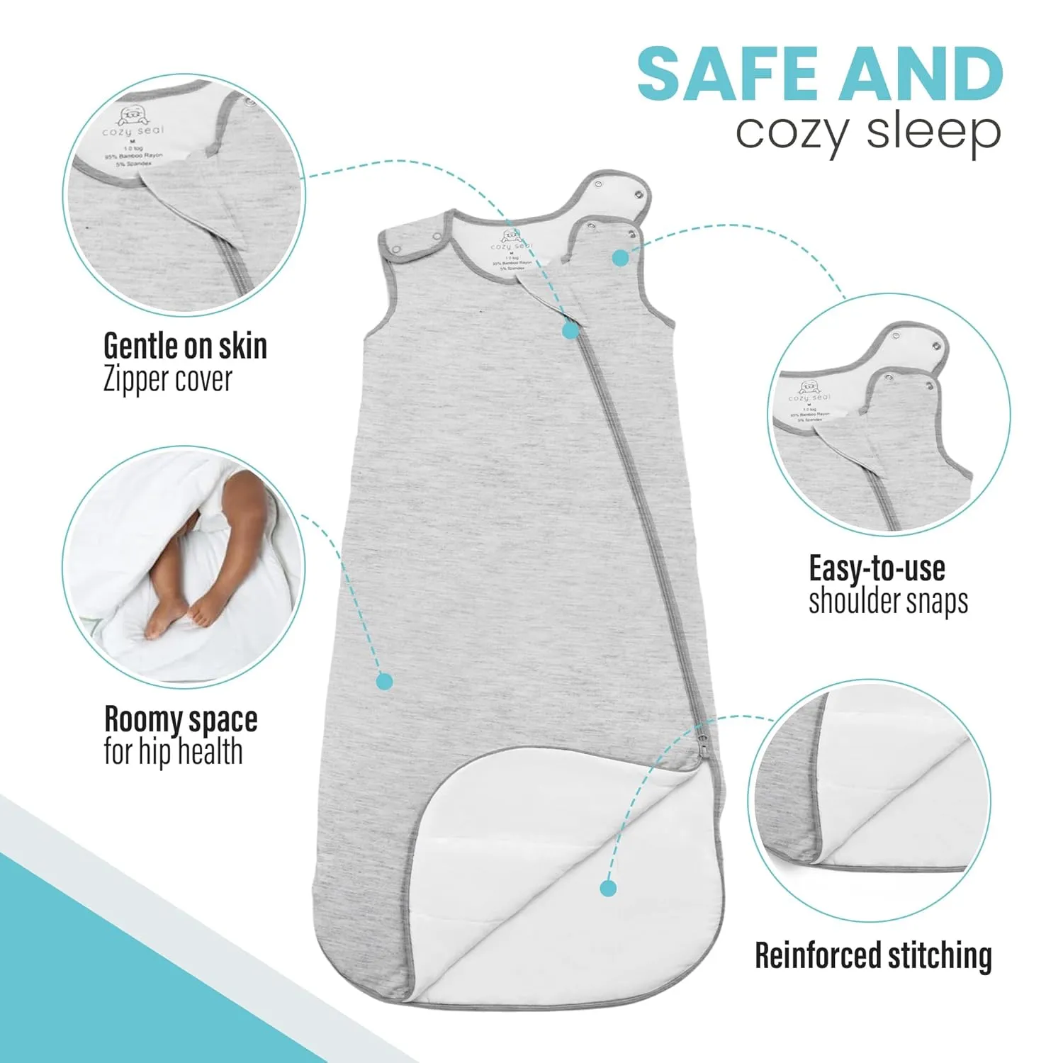 Sleep Sack 0-3 months, Supersoft Rayon Made from Bamboo Sleep Sack 1.0 TOG, 2-Way Zipper Infant Newborn Baby Sleeping Bag 3-6 months, Wearable Blanket Baby