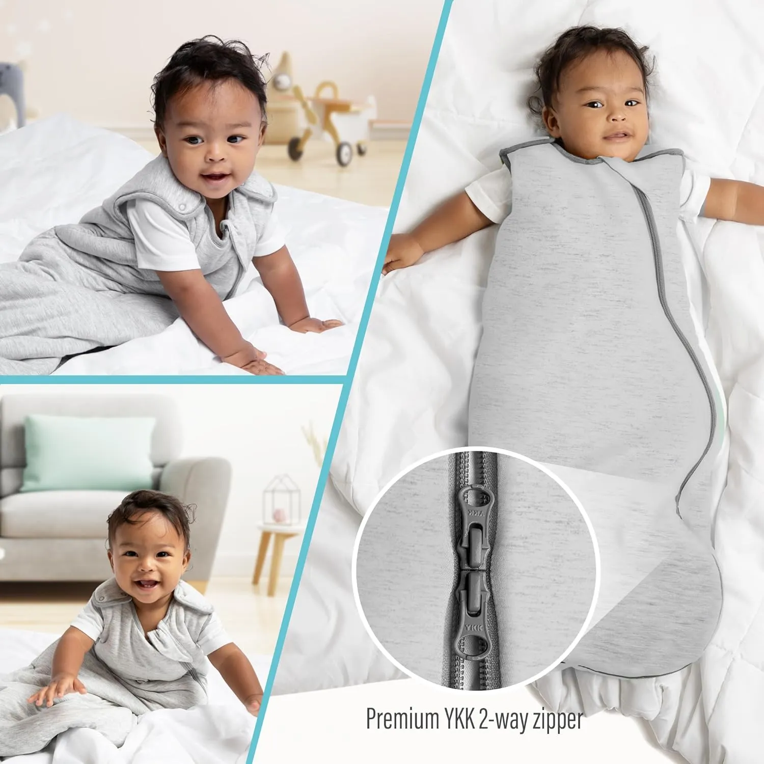 Sleep Sack 0-3 months, Supersoft Rayon Made from Bamboo Sleep Sack 1.0 TOG, 2-Way Zipper Infant Newborn Baby Sleeping Bag 3-6 months, Wearable Blanket Baby
