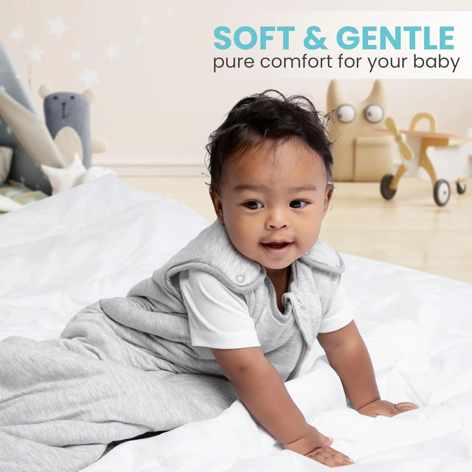 Sleep Sack 0-3 months, Supersoft Rayon Made from Bamboo Sleep Sack 1.0 TOG, 2-Way Zipper Infant Newborn Baby Sleeping Bag 3-6 months, Wearable Blanket Baby