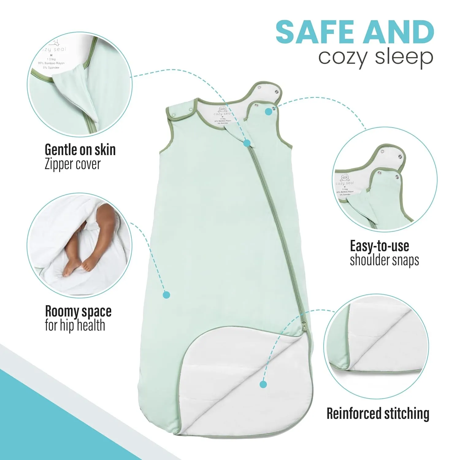Sleep Sack 6-12 Months, Supersoft Rayon Made from Bamboo Sleep Sack 1.0 TOG, 2-Way Zipper Baby Sleeping Bag 12-18 Months, Wearable Blanket Baby