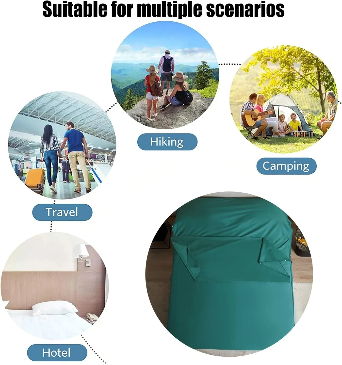 Sleeping Bag Liners 100% Cotton Sleeping Bag Liner, Single/Double Travel Sheets and Camping Sheets, Lightweight Portable Compact Adult Sleeping Bag, 4 Sizes (Size : 160x210cm/62.99x82.67in)