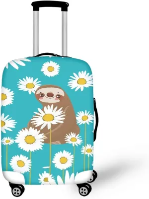 Sloth And Flower Travel Suitcase Protector Protective Washable Luggage Cover With Concealed Zipper Suitable for 18-32 Inch Cover for Suitcase Luggage Covers Protectors Luggage Sleeve-L