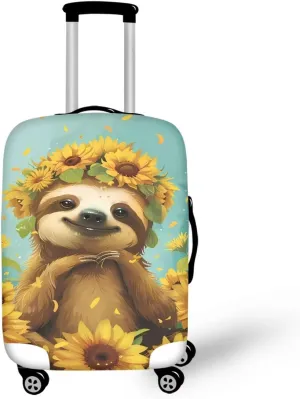 Sloth And Sunflowers Luggage Protective Covers for Suitcase Travel Luggage Cover Protector Anti Scratch Dust Proof Suitcase Cover Fits 18-22 Inch Luggage Cover for Luggage-L