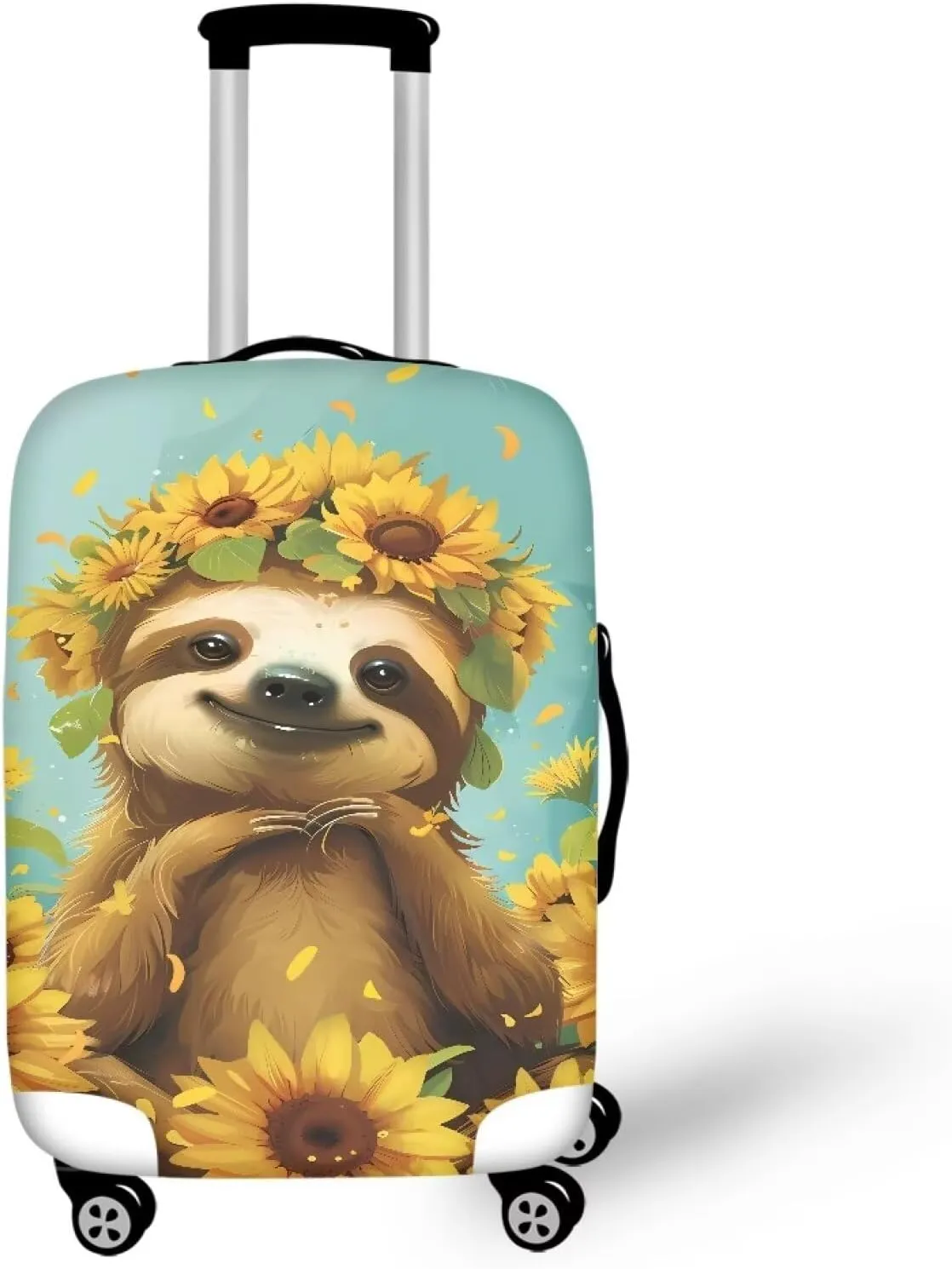 Sloth And Sunflowers Luggage Protective Covers for Suitcase Travel Luggage Cover Protector Anti Scratch Dust Proof Suitcase Cover Fits 18-22 Inch Luggage Cover for Luggage-L