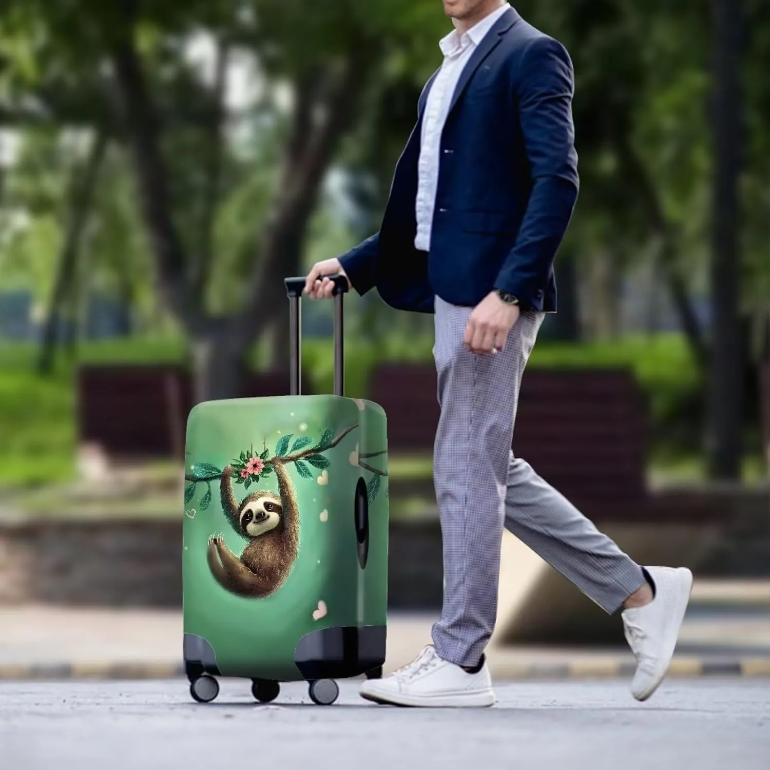 Sloth On A Branch02 Suitcase Cover Protectors 18/24/28/32 Inch Luggage Cover for Wheeled Suitcase Travel Elastic Suitcase Protector Custom Suitcase Cover Duffle Bag Covers Protector-L