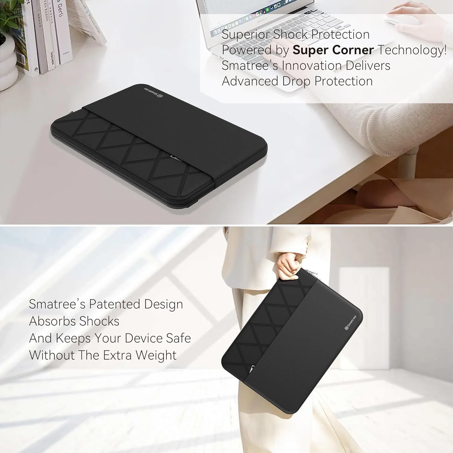 Smatree 13 inch Laptop Sleeve for iPad Pro M4 2024 A2926 A3007 A2925, iPad air M2 2024 A2899/A2900/A2898, 12.9 inch iPad Pro M2/M1 2022/2021/2020/2018 A2764/A2461/A2069, Laptop Case with Pocket (EA31)