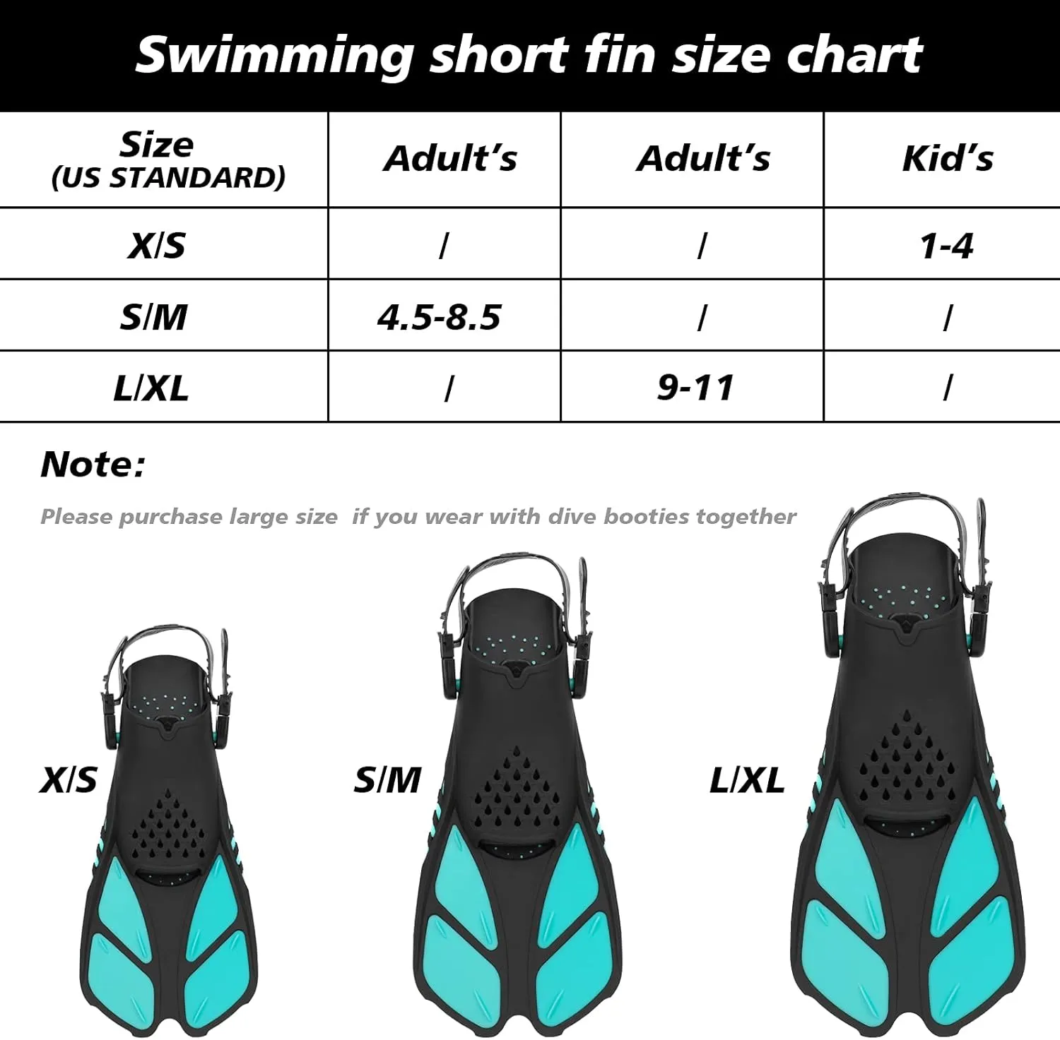 Snorkel Fins, Swimming Fins with Adjustable Buckles Open Heel, Diving Flippers for Men Women Youth Travel Size Short Fins for Snorkeling Diving Swimming