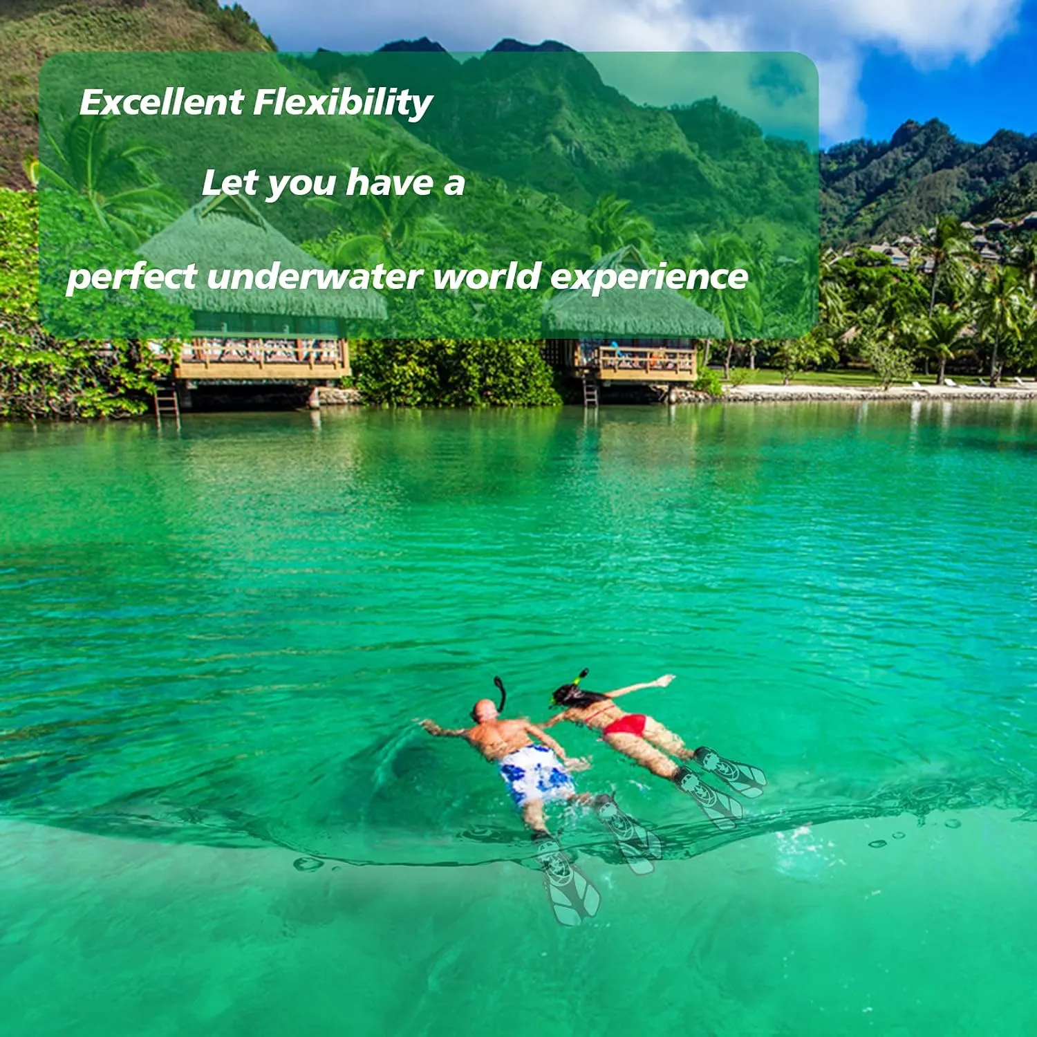 Snorkel Fins, Swimming Fins with Adjustable Buckles Open Heel, Diving Flippers for Men Women Youth Travel Size Short Fins for Snorkeling Diving Swimming